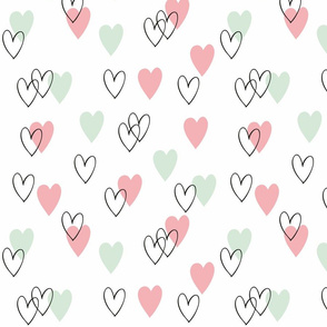 Pink and mint love hearts