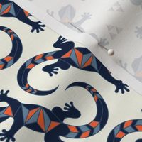 Tribal Lizards and Mountains with Orange