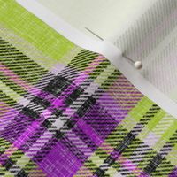 Dashing Stewart plaid in Mauve + Lime in a linen-weave by Su_G_©SuSchaefer 