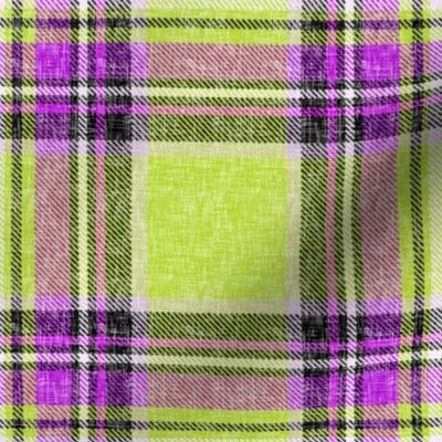 Dashing Stewart plaid in Mauve + Lime in a linen-weave by Su_G_©SuSchaefer 