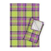 Dashing Stewart plaid in Mauve + Lime in a linen-weave by Su_G_©SuSchaefer 