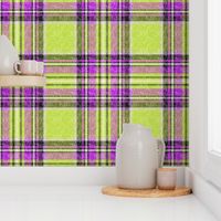 Dashing Stewart plaid in Mauve + Lime in a linen-weave by Su_G_©SuSchaefer 