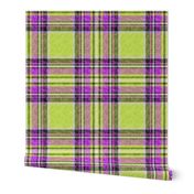 Dashing Stewart plaid in Mauve + Lime in a linen-weave by Su_G_©SuSchaefer 