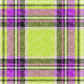 Dashing Stewart plaid in Mauve + Lime in a linen-weave by Su_G_©SuSchaefer 