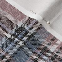 Subtle Stewart plaid in Mocha + Gray-blues in a linen-weave by Su_G_©SuSchaefer