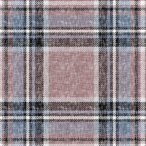 Subtle Stewart plaid in Mocha + Gray-blues in a linen-weave by Su_G_©SuSchaefer