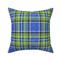 Summer Stewart plaid in blue + lime, linen-weave by Su_G_©SuSchaefer