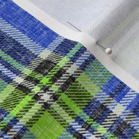 Summer Stewart plaid in blue + lime, linen-weave by Su_G_©SuSchaefer