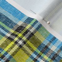 Sun + Sky Stewart plaid in blue + yellow, linen-weave by Su_G_©SuSchaefer