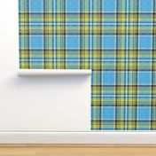 Sun + Sky Stewart plaid in blue + yellow, linen-weave by Su_G_©SuSchaefer