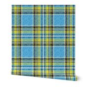 Sun + Sky Stewart plaid in blue + yellow, linen-weave by Su_G_©SuSchaefer