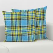 Sun + Sky Stewart plaid in blue + yellow, linen-weave by Su_G_©SuSchaefer