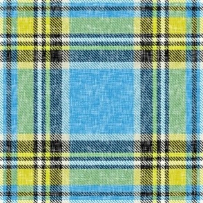 Sun + Sky Stewart plaid in blue + yellow, linen-weave by Su_G_©SuSchaefer