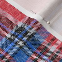 Patriotic Stewart plaid in red + blue, linen-weave by Su_G_©SuSchaefer