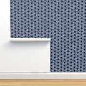 Small half-inch wide spaced navy polka dots on navy + white linen weave by Su_G_©SuSchaefer
