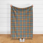 Ocher + aqua cheerful Stewart plaid linen-weave by Su_G_©SuSchaefer