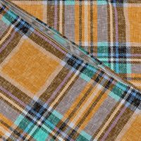 Orange + turquoise Stewart plaid linen-weave by Su_G_©SuSchaefer