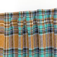 Orange + turquoise Stewart plaid linen-weave by Su_G_©SuSchaefer