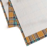 Orange + turquoise Stewart plaid linen-weave by Su_G_©SuSchaefer