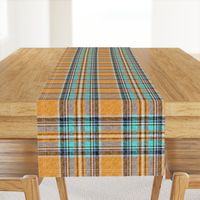 Orange + turquoise Stewart plaid linen-weave by Su_G_©SuSchaefer