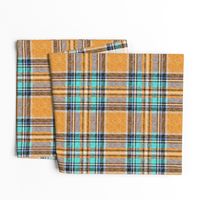 Orange + turquoise Stewart plaid linen-weave by Su_G_©SuSchaefer