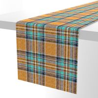 Orange + turquoise Stewart plaid linen-weave by Su_G_©SuSchaefer