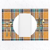 Orange + turquoise Stewart plaid linen-weave by Su_G_©SuSchaefer