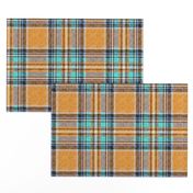 Orange + turquoise Stewart plaid linen-weave by Su_G_©SuSchaefer