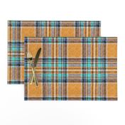 Orange + turquoise Stewart plaid linen-weave by Su_G_©SuSchaefer