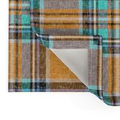 Orange + turquoise Stewart plaid linen-weave by Su_G_©SuSchaefer