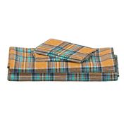 Orange + turquoise Stewart plaid linen-weave by Su_G_©SuSchaefer