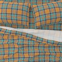 Orange + turquoise Stewart plaid linen-weave by Su_G_©SuSchaefer