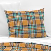 Orange + turquoise Stewart plaid linen-weave by Su_G_©SuSchaefer