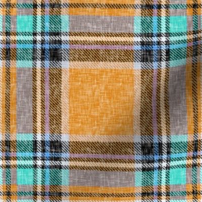 Orange + turquoise Stewart plaid linen-weave by Su_G_©SuSchaefer