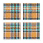 Orange + turquoise Stewart plaid linen-weave by Su_G_©SuSchaefer