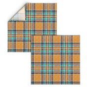 Orange + turquoise Stewart plaid linen-weave by Su_G_©SuSchaefer