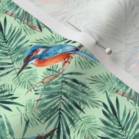 Palm leaves and kingfisher