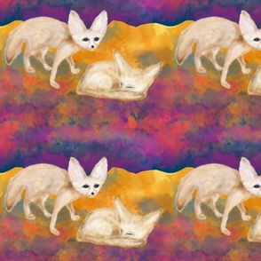 PAINTED SAND FOX DESERT AT NIGHT FENNEC small