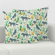 Wolf in the cactus desert green/mustard