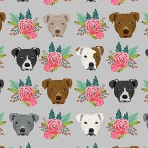 pitbull floral head design pitbulls fabric floral dog head