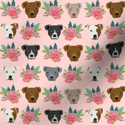 pitbull floral head design pitbulls fabric floral dog head