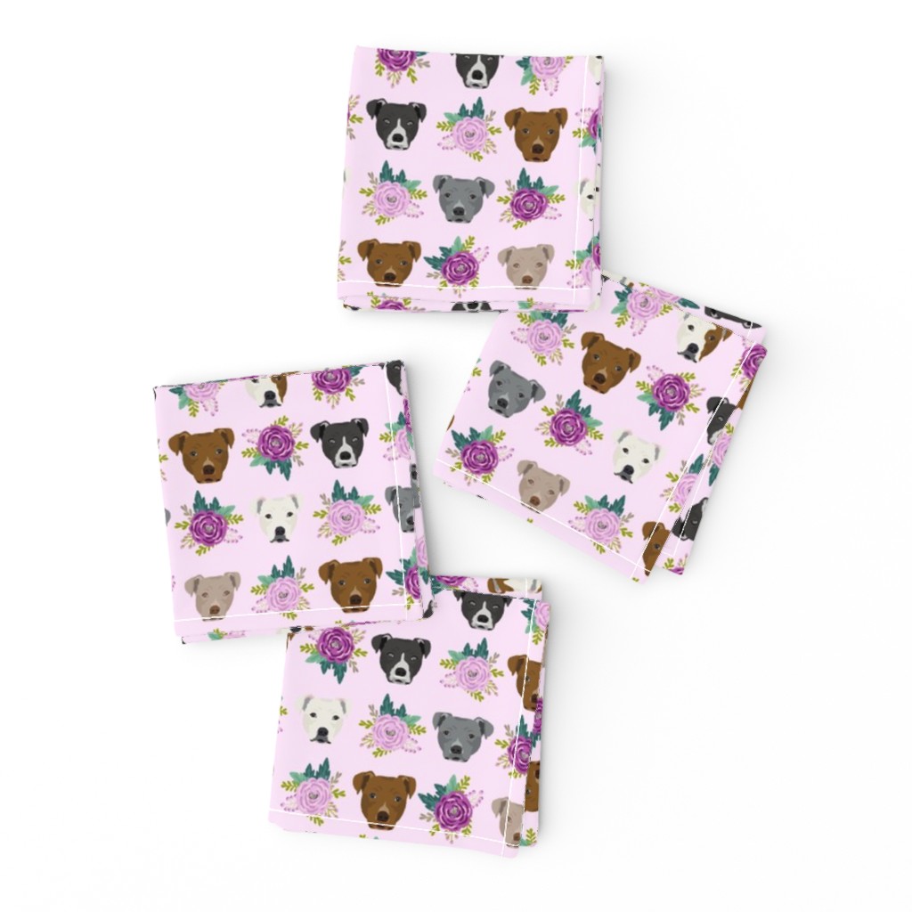 pitbull floral head design pitbulls fabric floral dog head