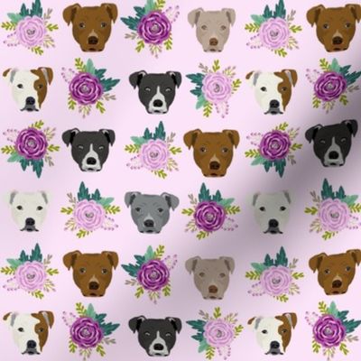 pitbull floral head design pitbulls fabric floral dog head