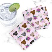 pitbull floral head design pitbulls fabric floral dog head