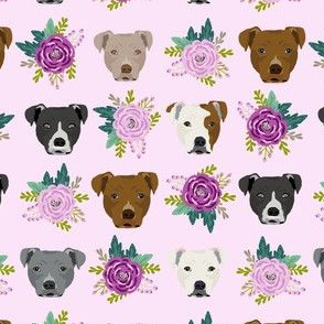 pitbull floral head design pitbulls fabric floral dog head