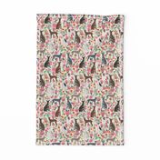 italian greyhound florals fabric best dogs and flowers design - off-white