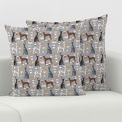 italian greyhounds and coffees fabric - latte, coffee, espresso coffee illustration