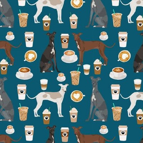 italian greyhounds and coffees fabric - latte, coffee, espresso coffee illustration