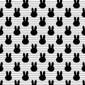 bunny on stripes (1" scale)  || monochrome