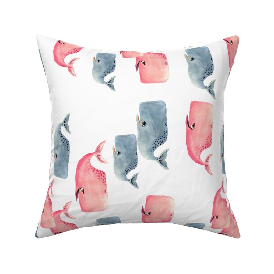 Whale Pod in Blue and Pink - Rotated